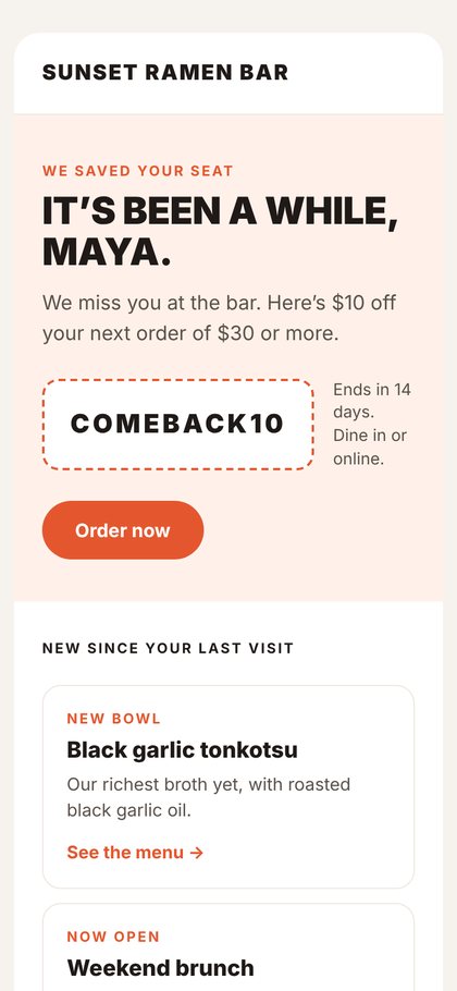 Sample win-back email