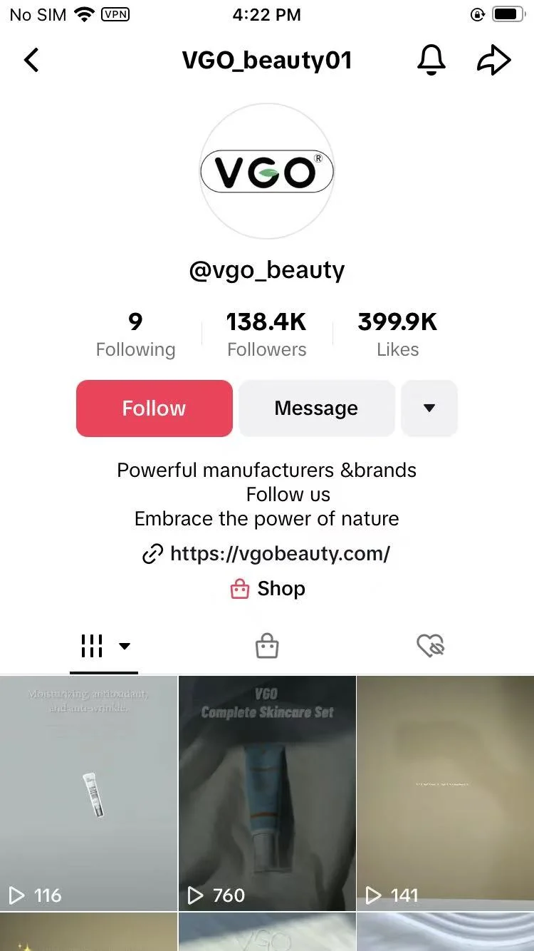 VGO Beauty social account