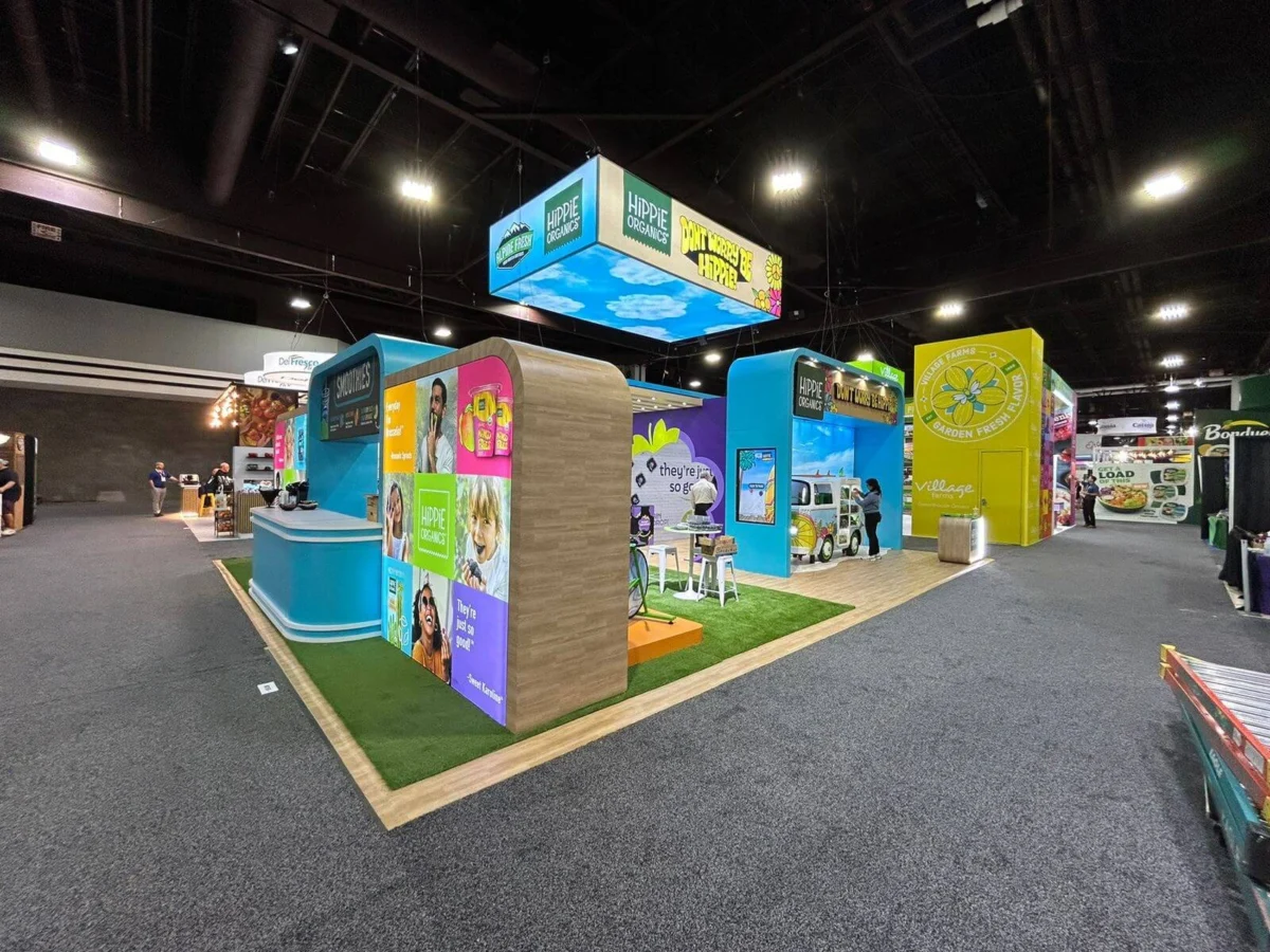A branded booth at a trade expo