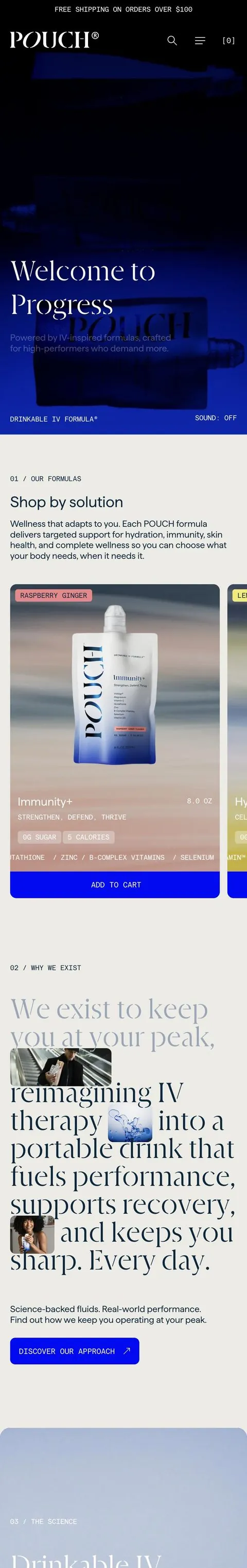 POUCH website on a phone