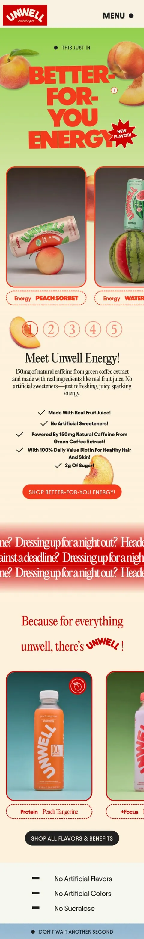 Unwell website on a phone