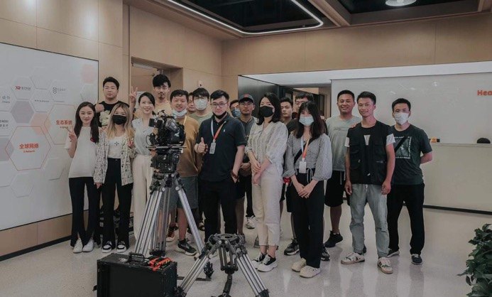 Our crew with the camera on set