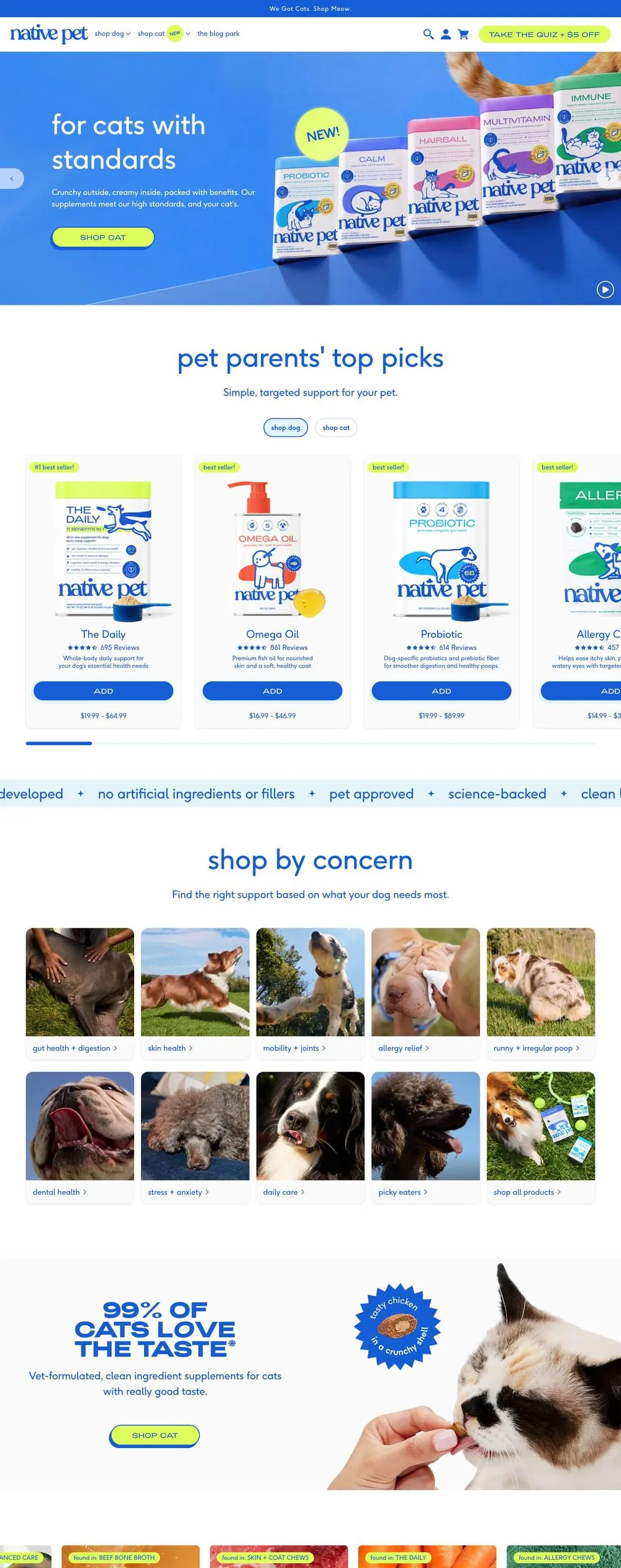Native Pet website on a desktop screen