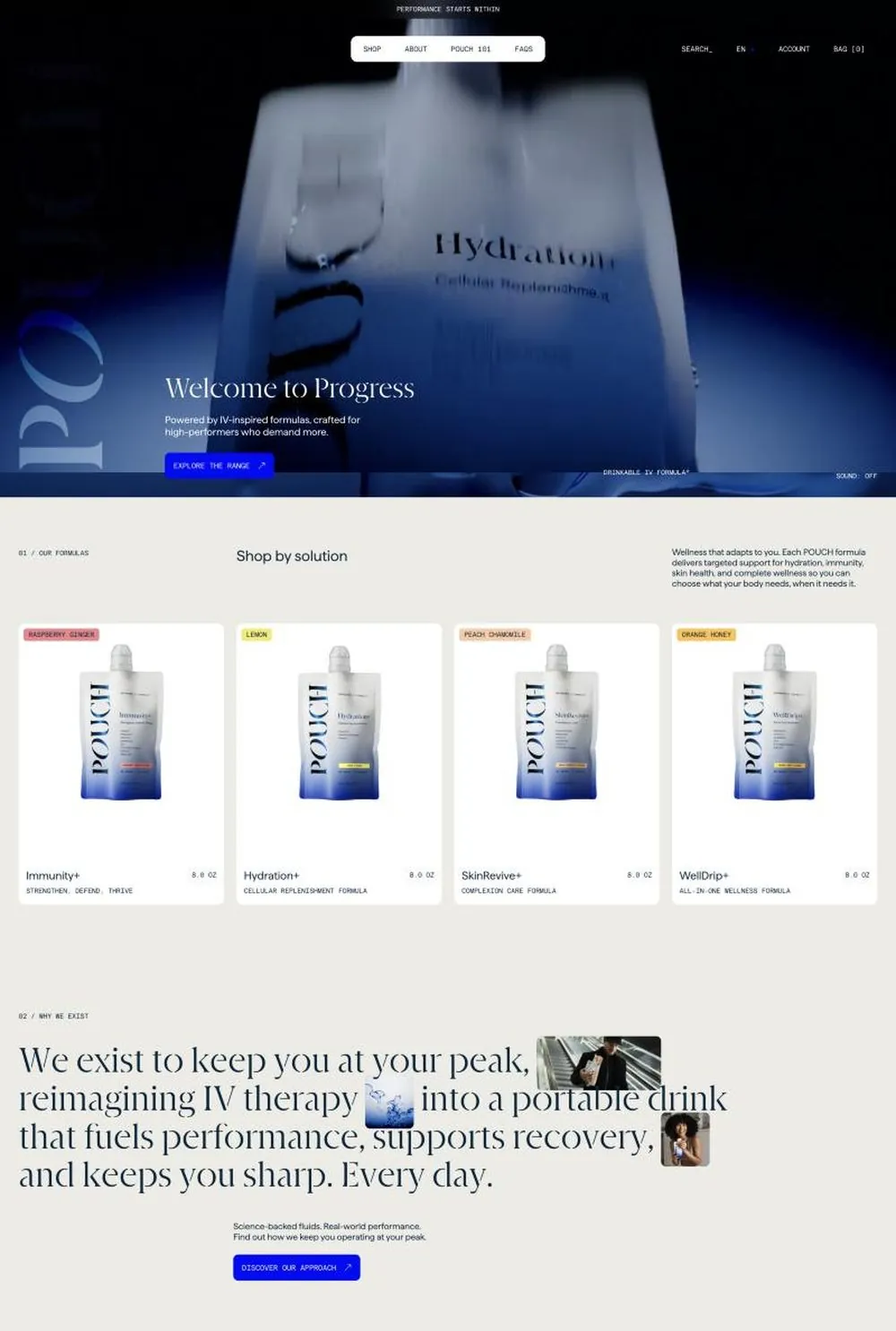 POUCH website on a desktop screen