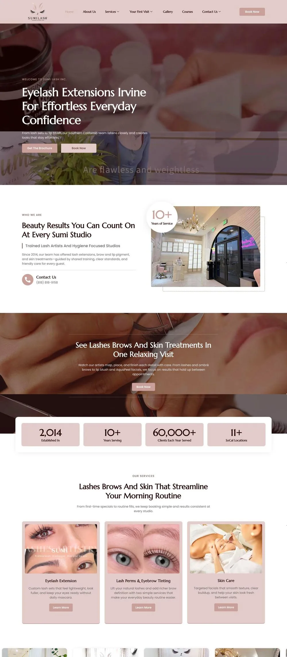 Sumi Lash website on a desktop screen