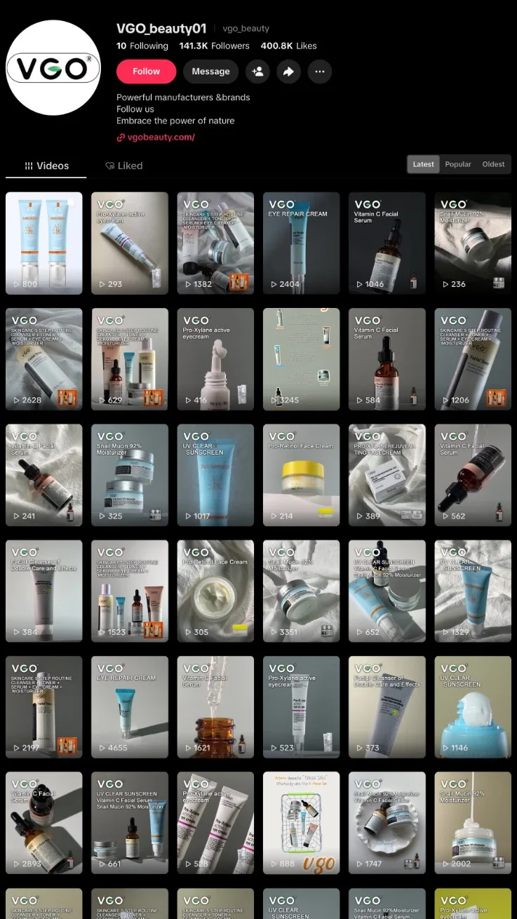 VGO Beauty social account