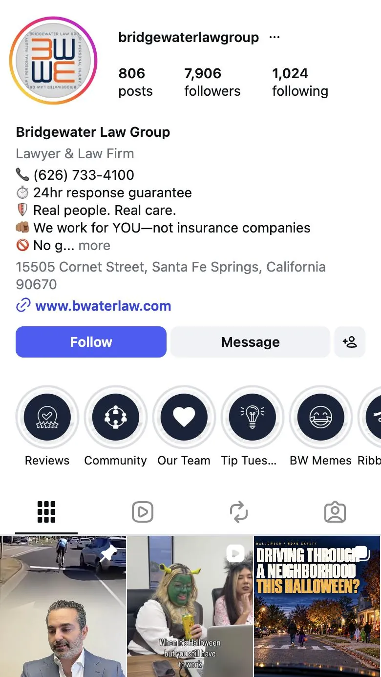 Bridgewater Law Group social account